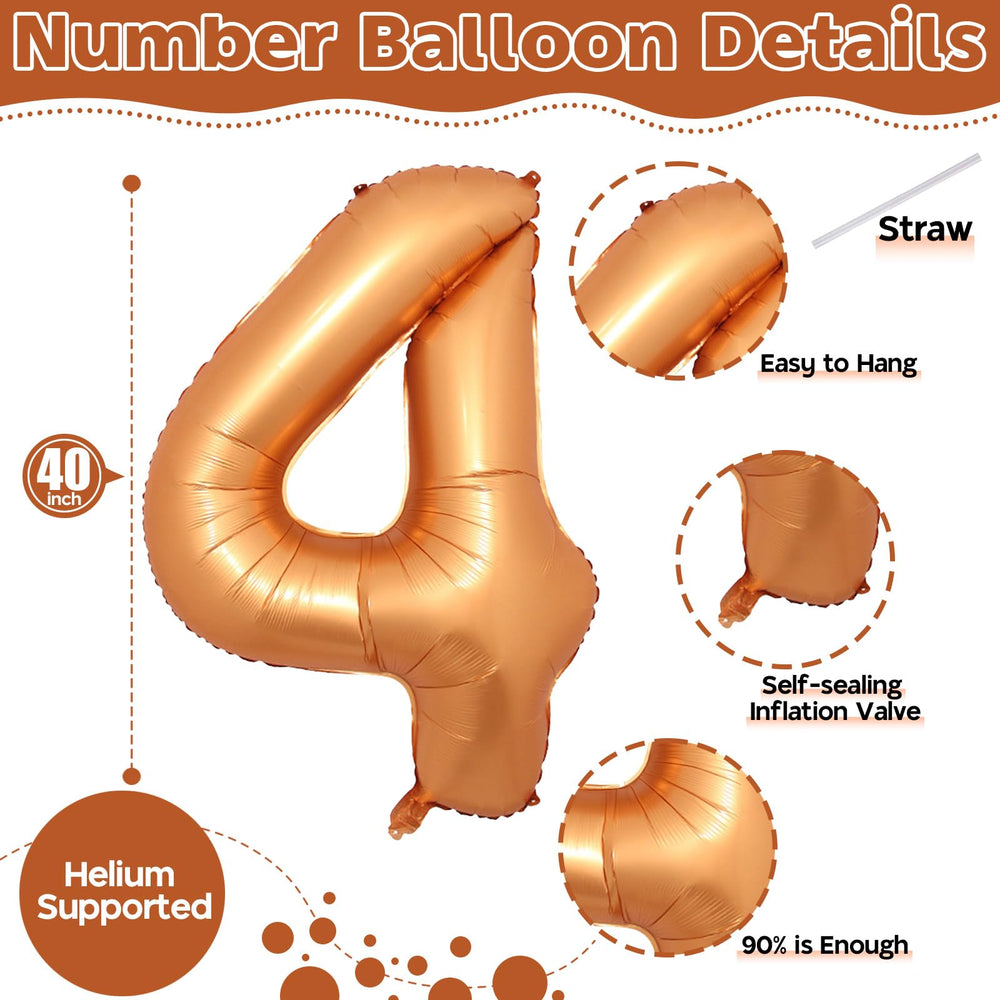 Isndare foil number balloon 4 orange adds a dazzling metallic accent
