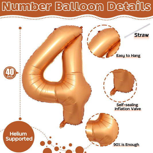 Isndare foil number balloon 4 orange adds a dazzling metallic accent