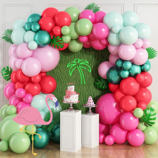 Isndare pink flamingo balloon arch kit creates tropical party drama for summer gatherings.