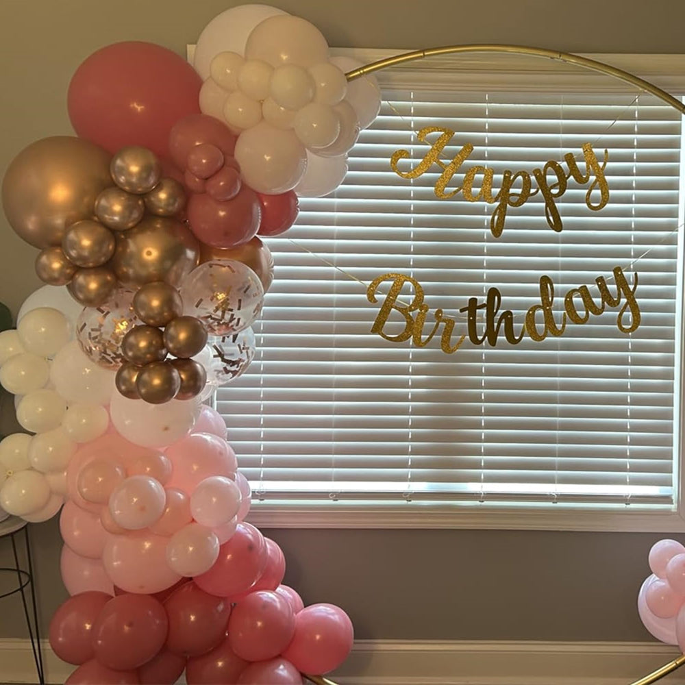 Isndare pastel pink and rose-gold balloons for elegant wedding decor.