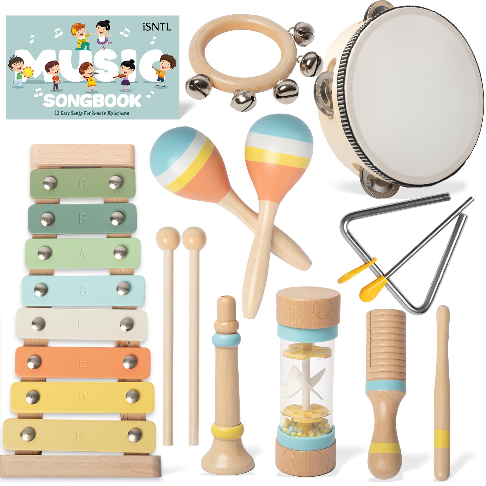 iSNTL wooden xylophone with mallets for toddlers