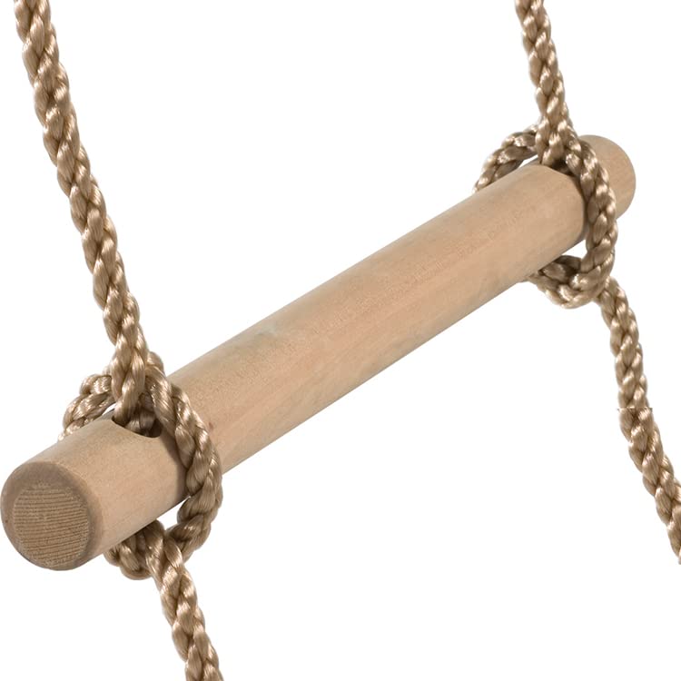 ISOP Swedish Wall Rope Ladder 6.5ft in backyard setup for kids' climbing play.