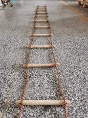 ISOP ladder with carabiners enables secure mounting on a swing set or tree.