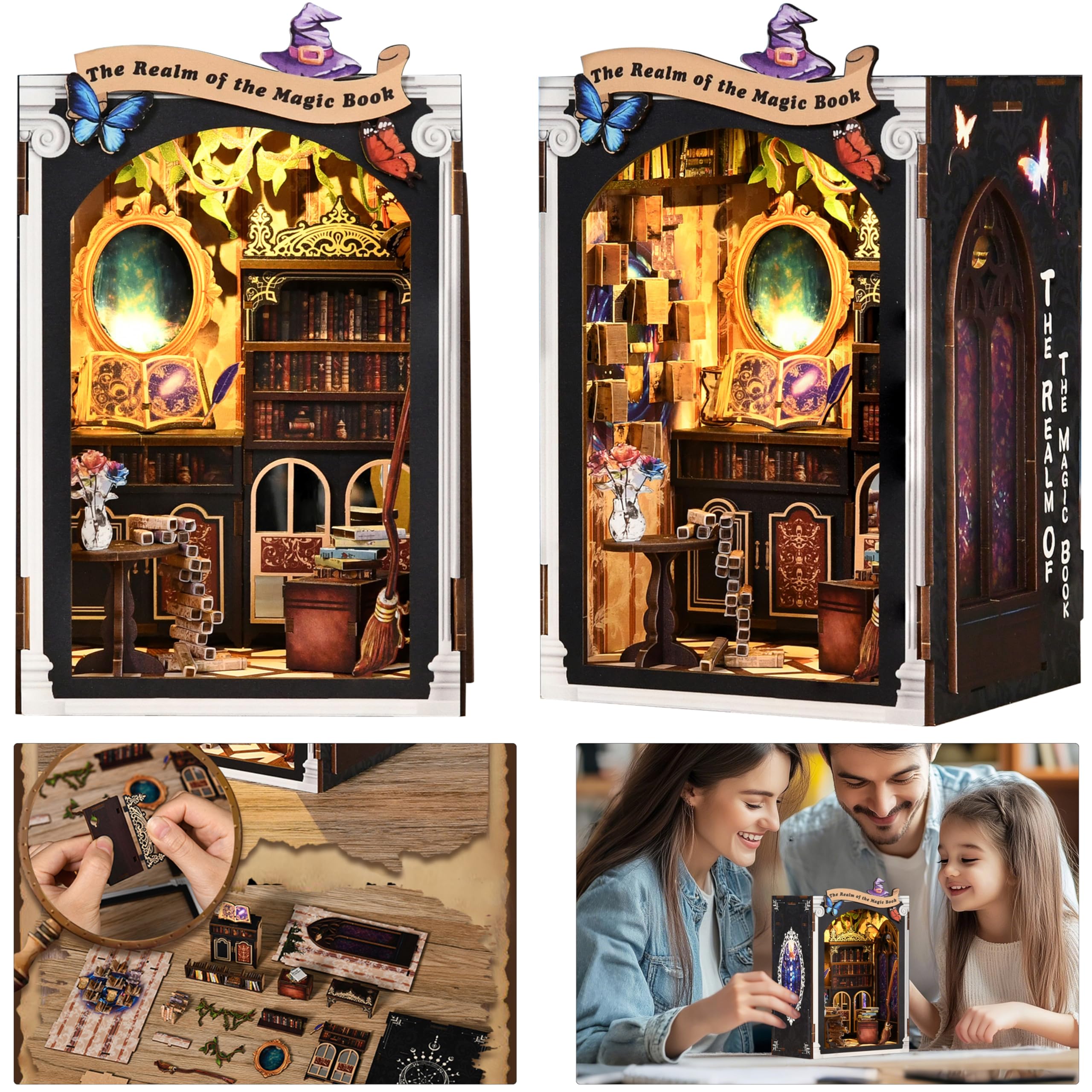 ISSEVE Book Nook Kit open-scene with warm lighting for cozy mood