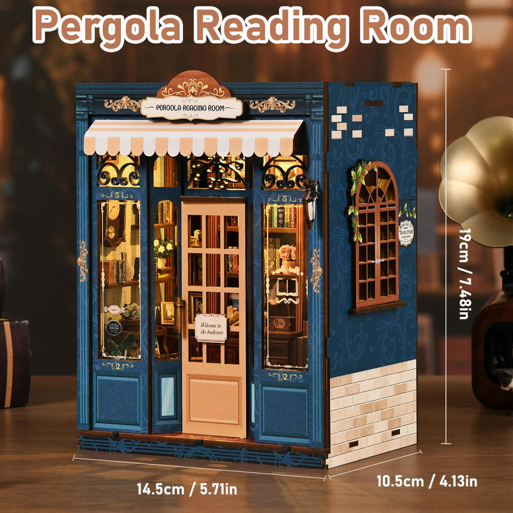 ISSEVE Book Nook Kit openable diorama showcases tiny library details for display