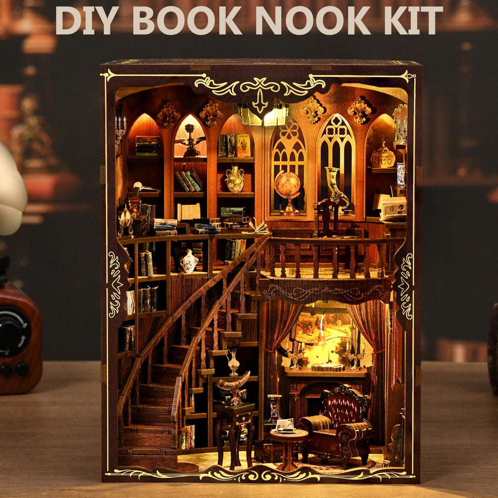 ISSEVE Book Nook Kit warm-light diorama adds inviting ambience.