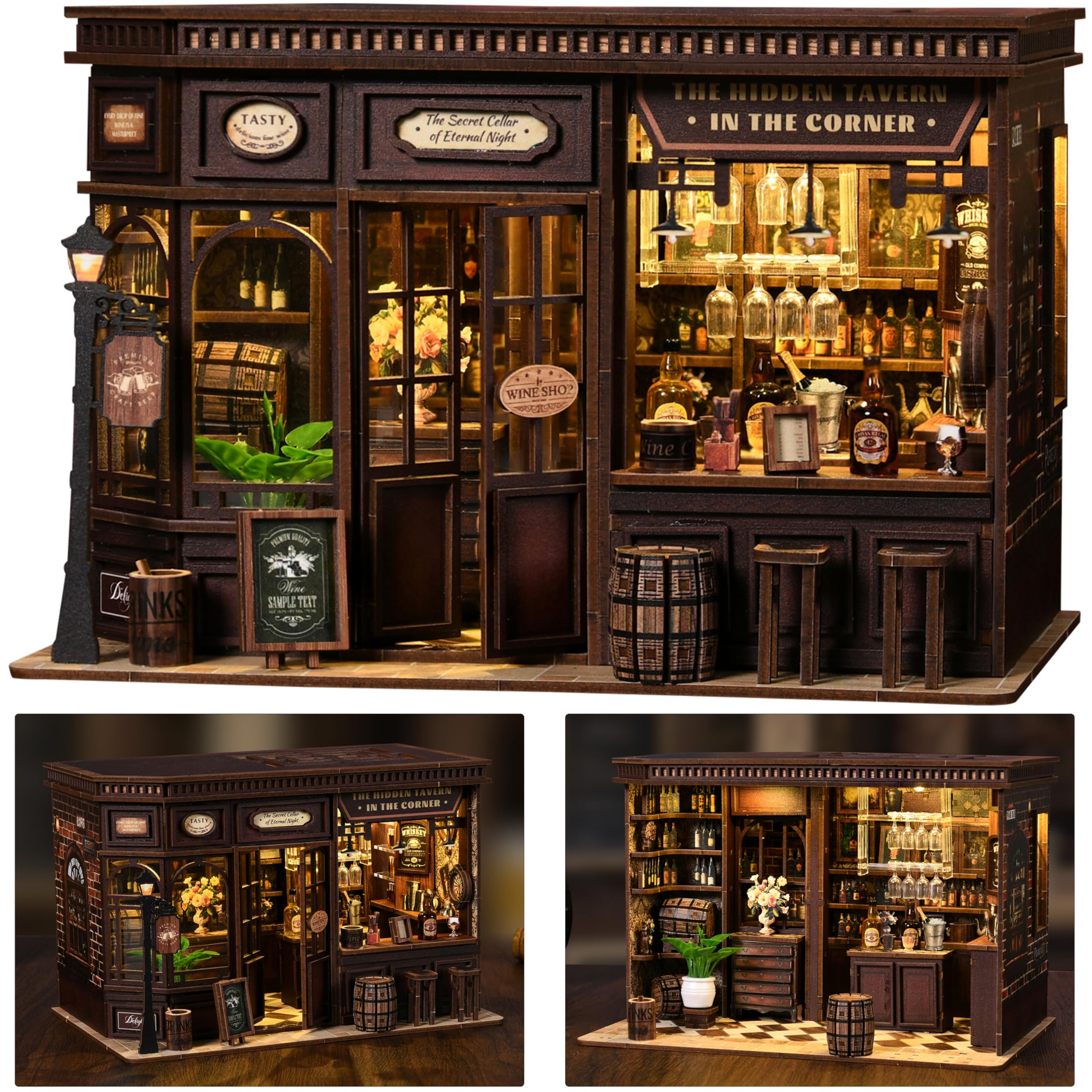 isseve corner tavern book nook assembly shot highlighting step-by-step build
