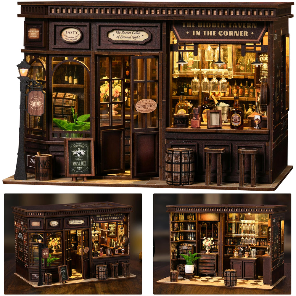 isseve corner tavern book nook assembly shot highlighting step-by-step build