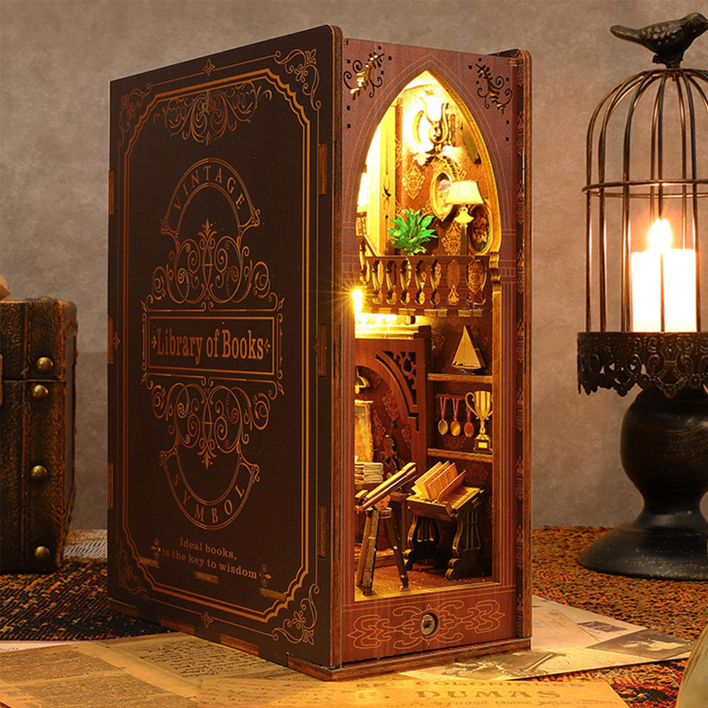 ISSEVE DIY Book Nook Kit in action demonstrates ambient light for evenings