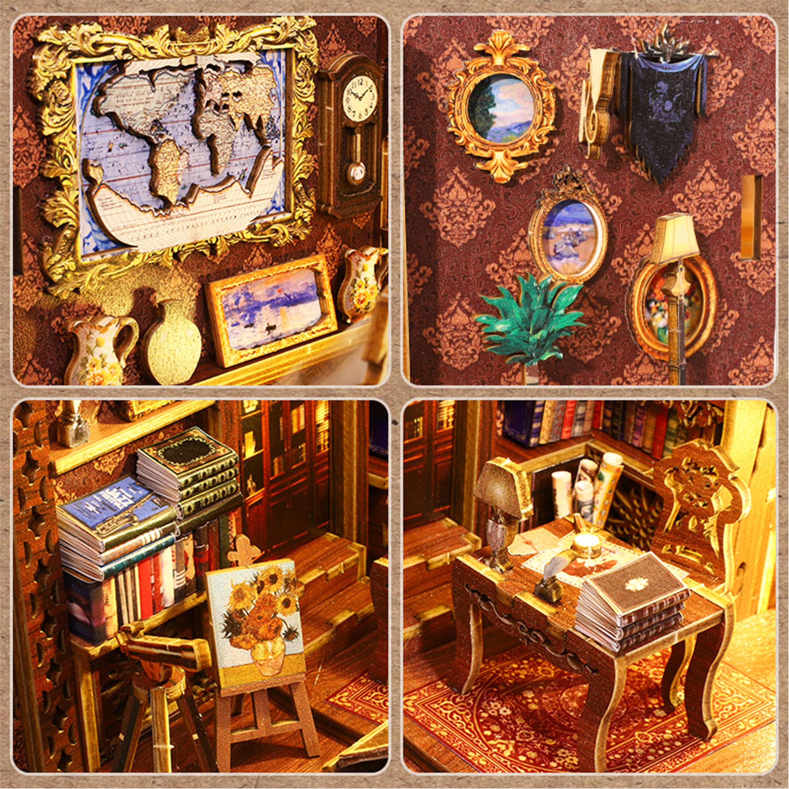 ISSEVE DIY Book Nook Kit miniature house invites mindful building with decorative appeal