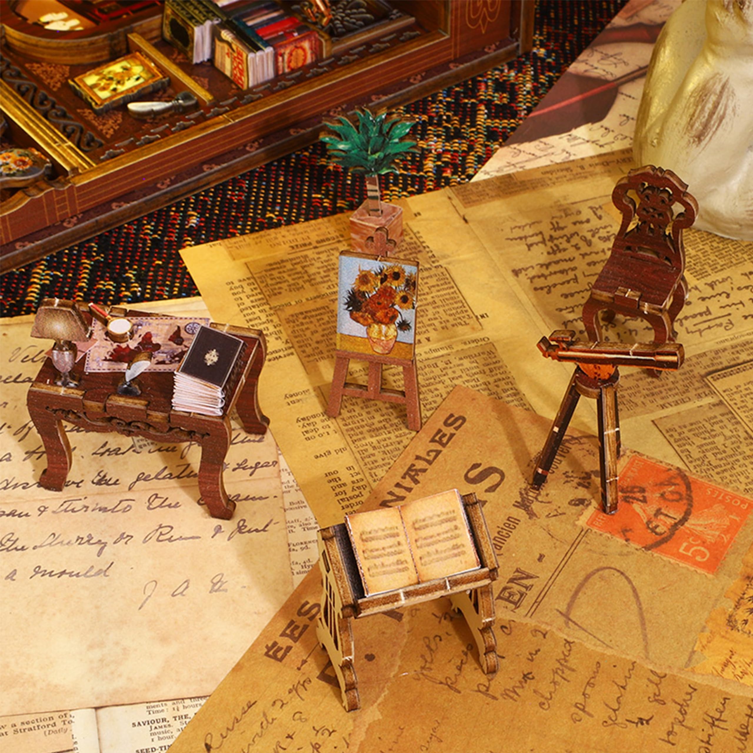 ISSEVE DIY Book Nook Kit creates cozy bookshelf decor with intricate, eye-catching details