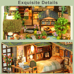 ISSEVE DIY Miniature House Kit assembly progress shown for patient hobbyists