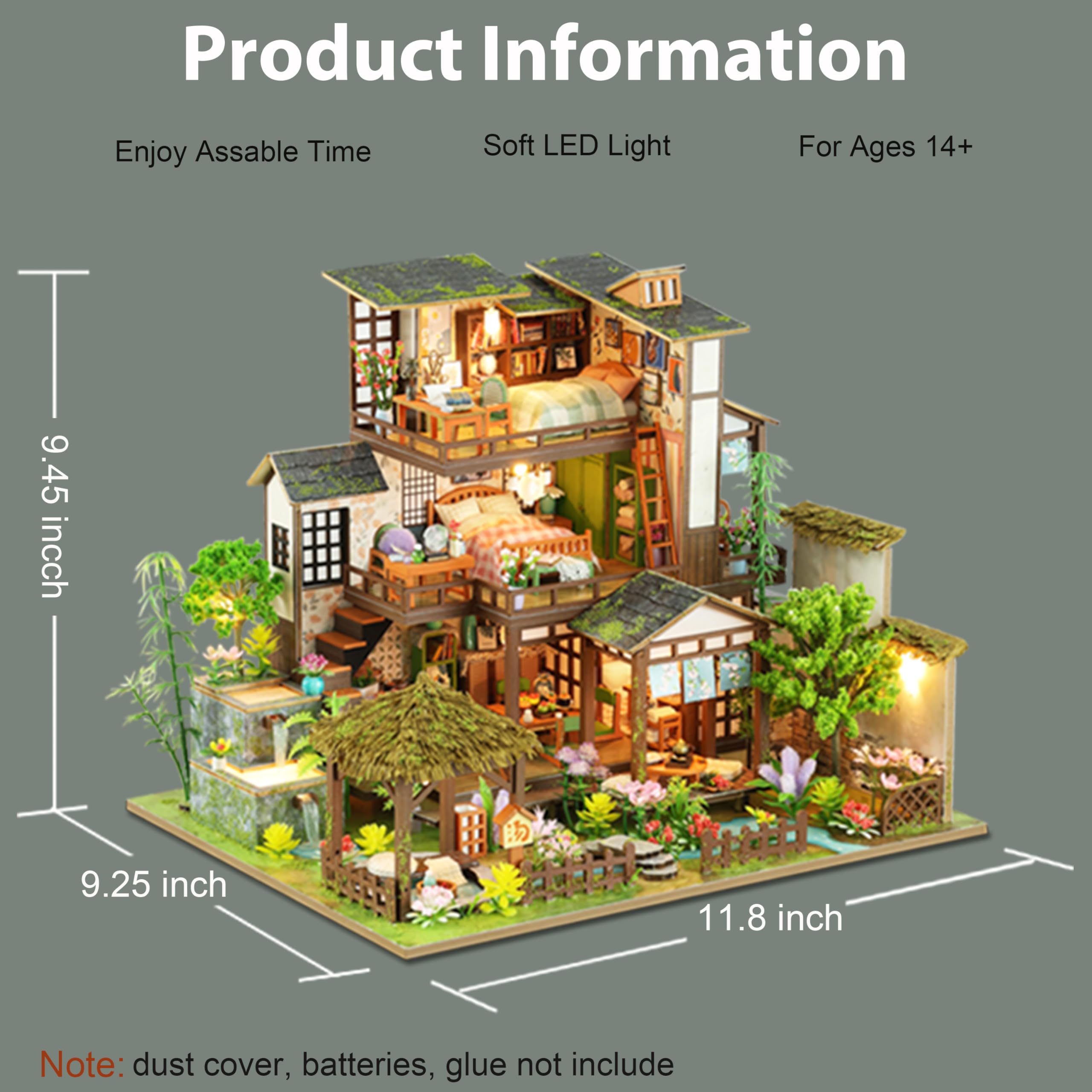 ISSEVE DIY Miniature House Kit interior view shows detailed furniture