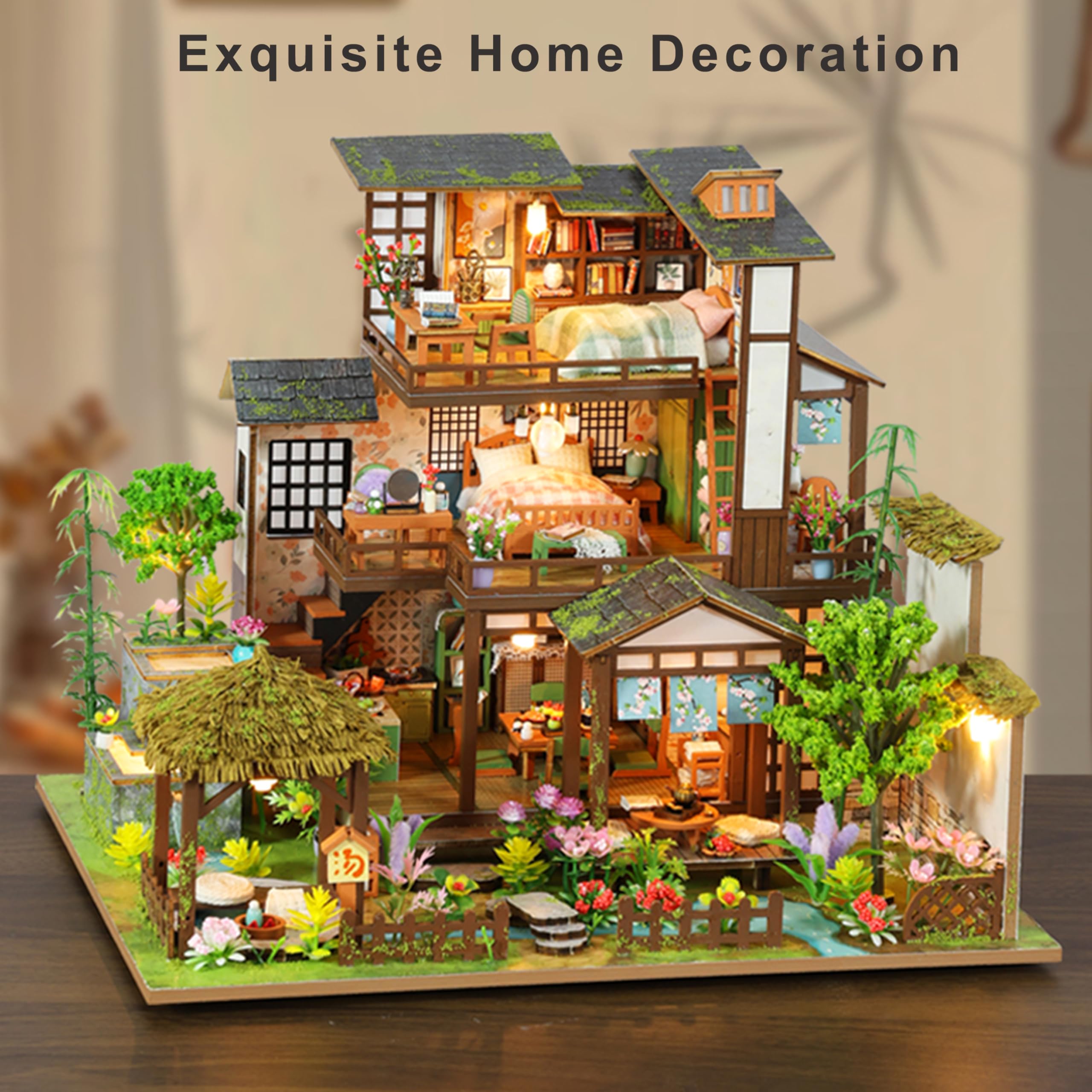 ISSEVE DIY Miniature House Kit plants and flowers add lifelike greenery