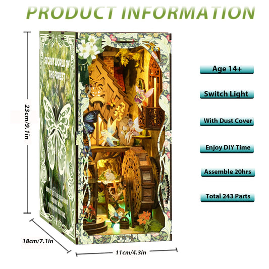 ISSEVE Forest Secret World book nook LED light creates warm shelf glow.