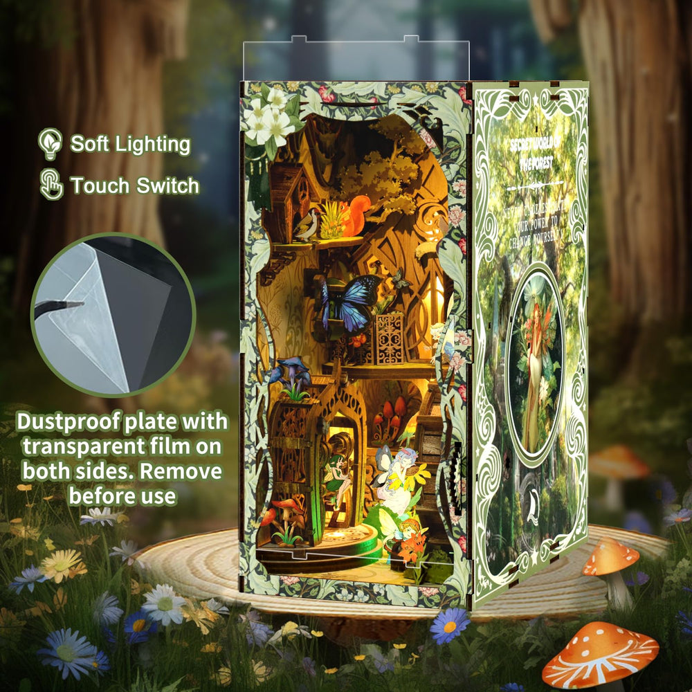 ISSEVE dust cover protects the forest secret world diorama.