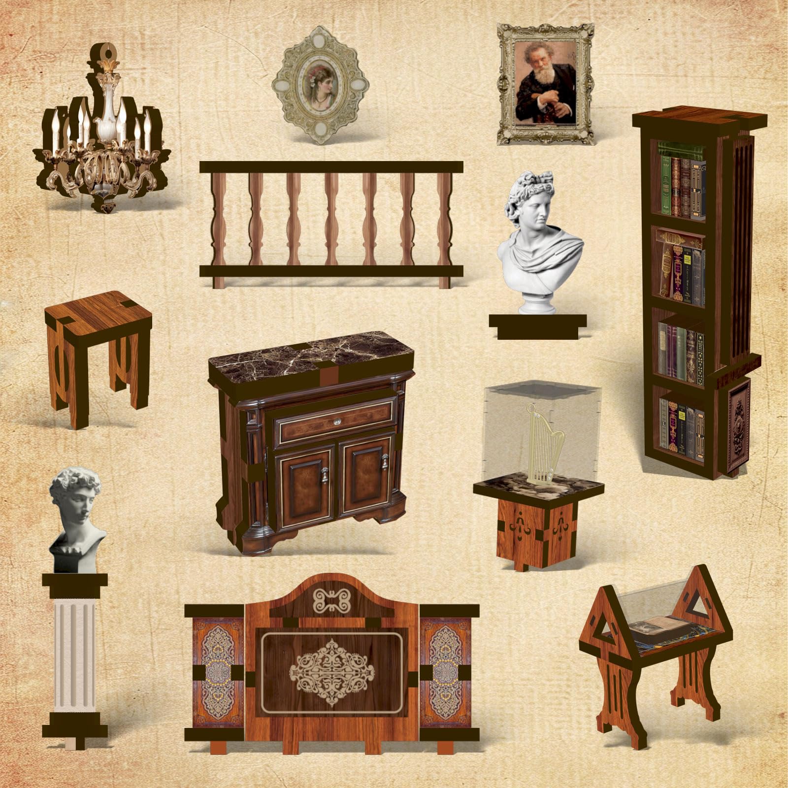 ISSEVE Night-lit miniature library scene on a shelf adds ambience.