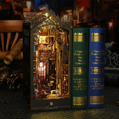 Isseve shelf insert decor blends miniature world with real shelf space