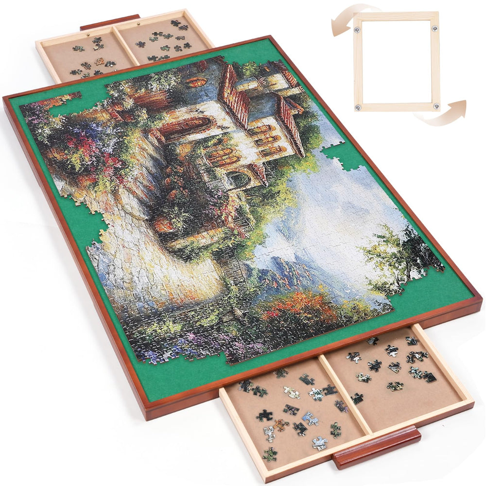 ITEFDTUTNE rotating puzzle board with drawers for easy sorting.