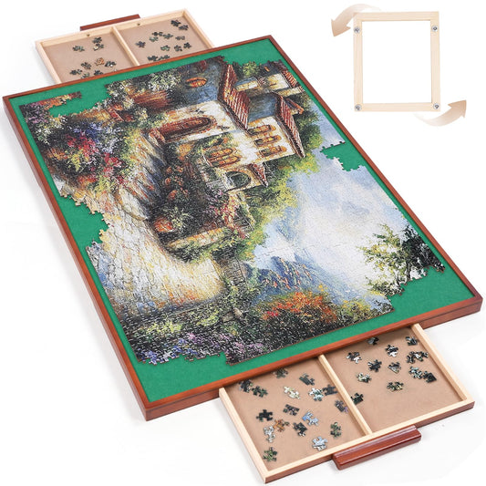 ITEFDTUTNE rotating puzzle board with drawers for easy sorting.
