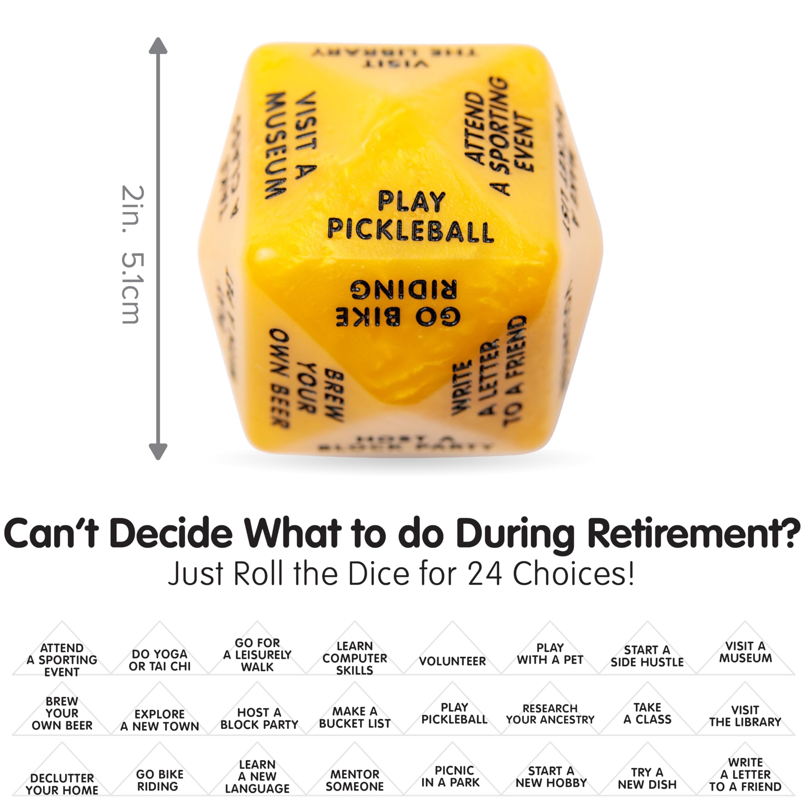 Itera Retirement Dice gift packaging image signals ideal gag or thoughtful retirement present.