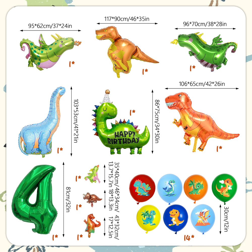 ITHKIRHO giant dinosaur foil balloons for striking centerpieces