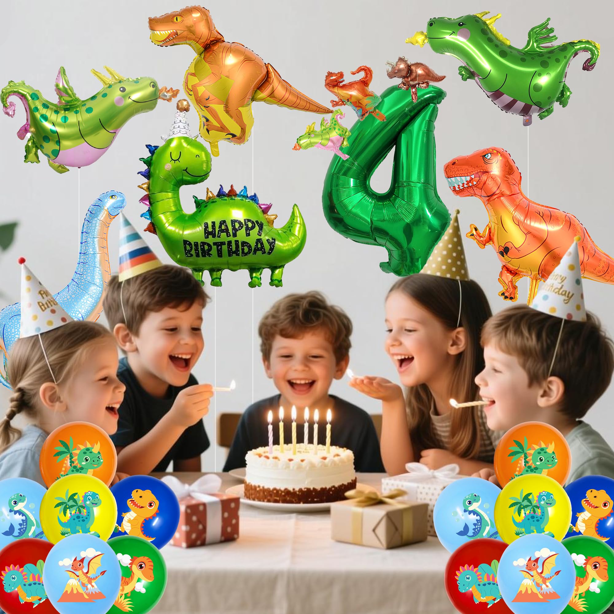 ITHKIRHO mini Triceratops dinosaur balloon jungle themed setups