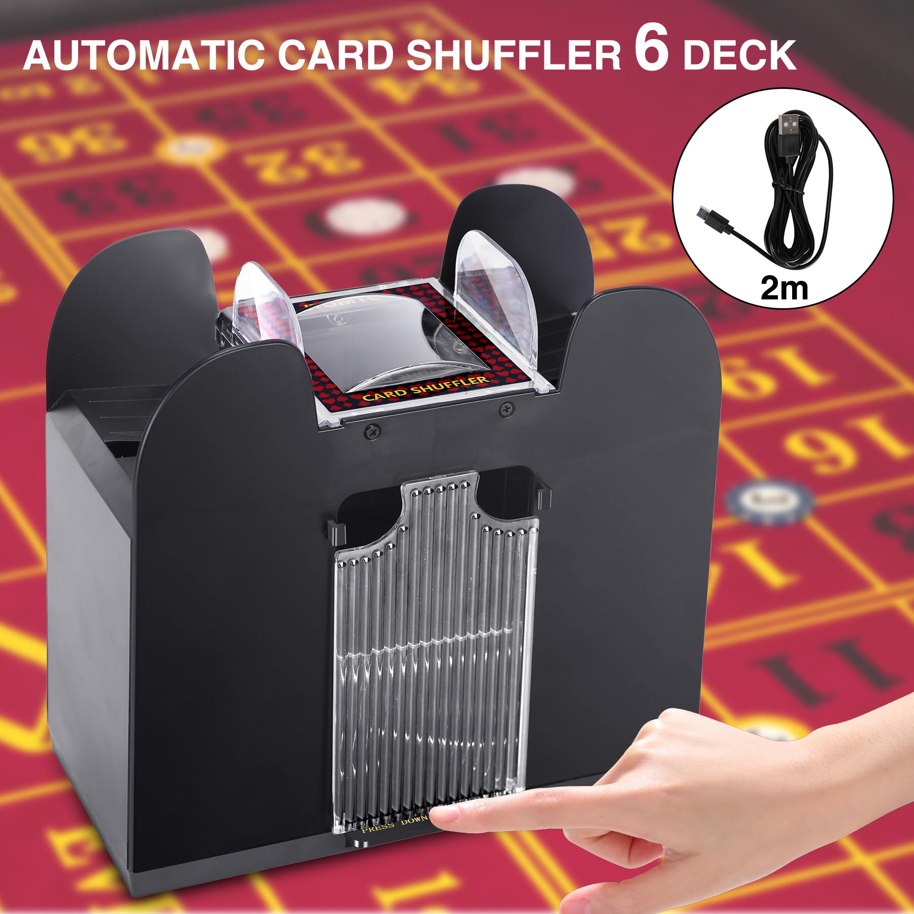 Itomte shuffler in use on table for smooth, uninterrupted gameplay
