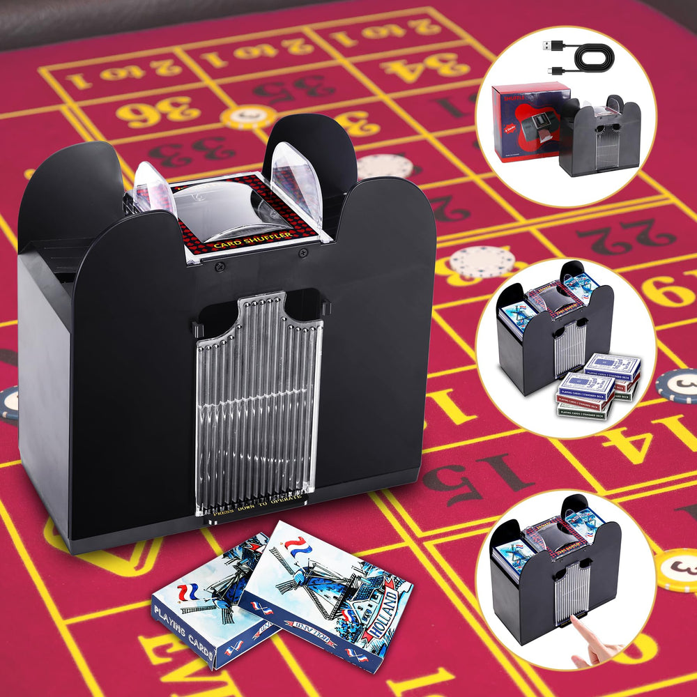 Itomte six-deck tray action shows cards shuffling quickly and evenly