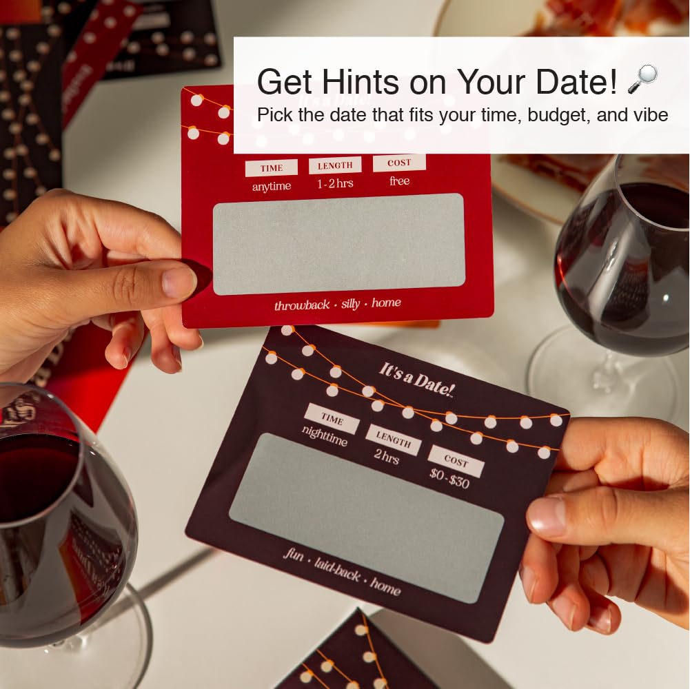 It's a Date! scratch-off reveal sparks anticipation for date ideas.
