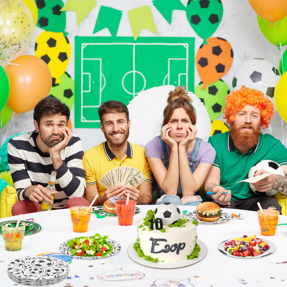 ITTEBISS 7-inch soccer-themed plates ready for quick service