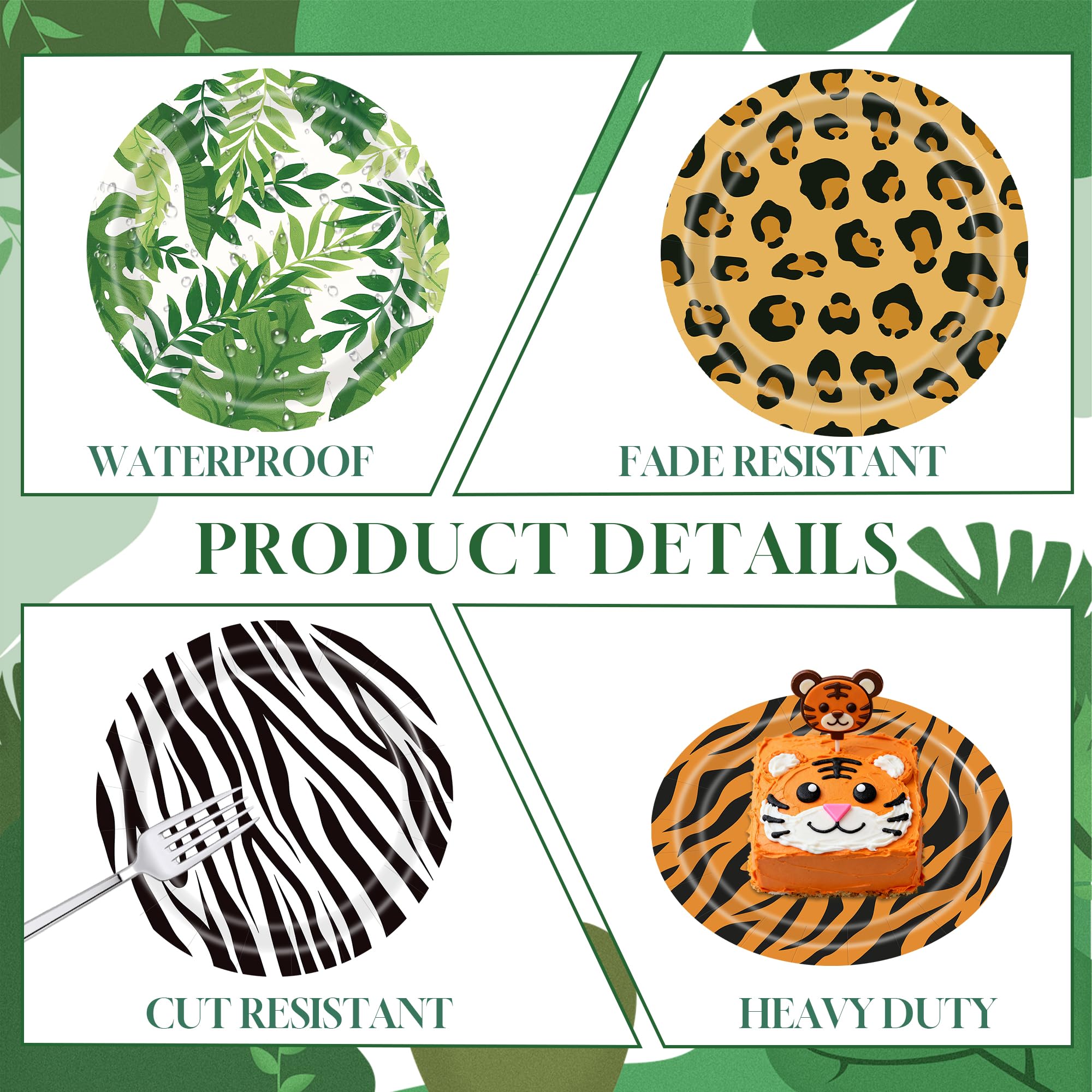 ITTEBISS leopard-print plate complements safari decor while enabling quick cleanup