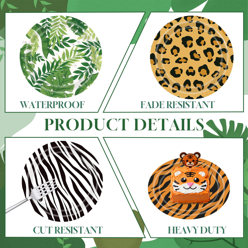 ITTEBISS leopard-print plate complements safari decor while enabling quick cleanup