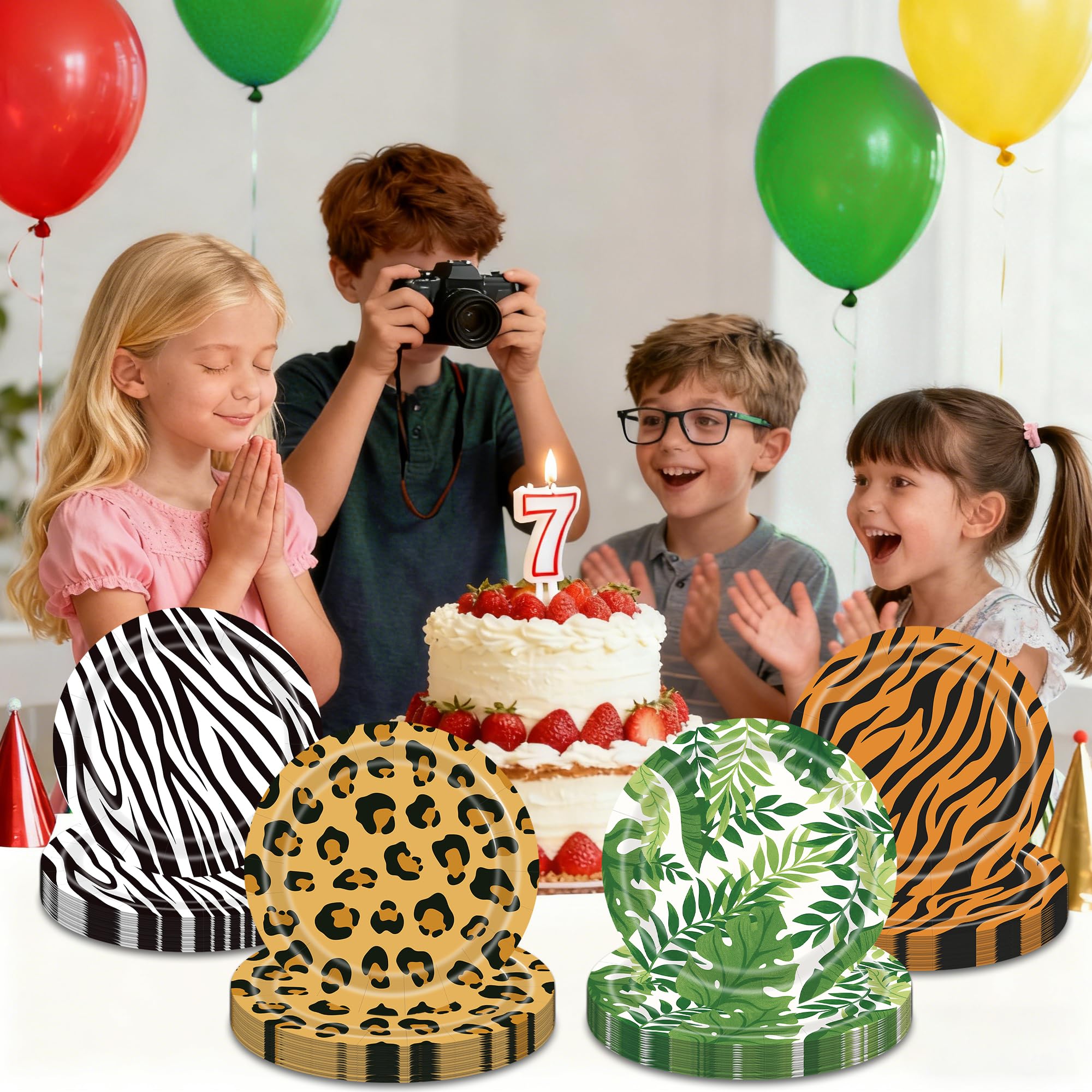 ITTEBISS plates on table showcase jungle scene and ready-made party vibe