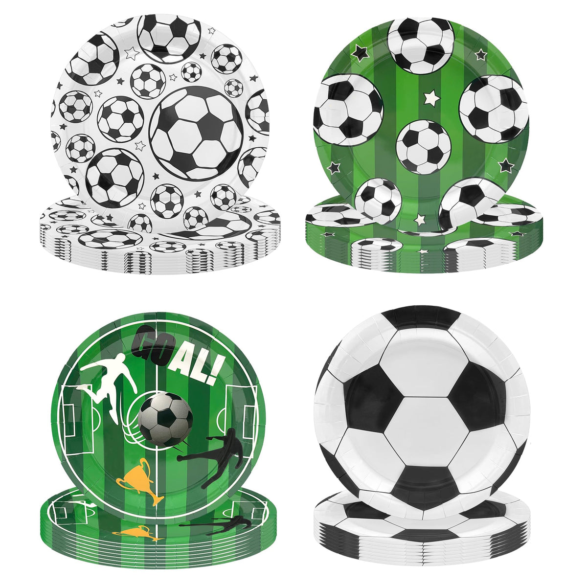 ITTEBISS 7-inch soccer plates on green field background for parties