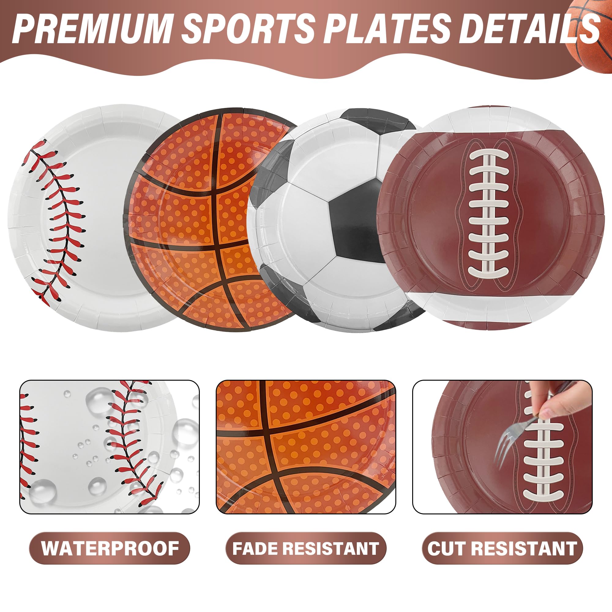 ITTEBISS football 7-inch plates bold designs ideal for game-day gatherings.