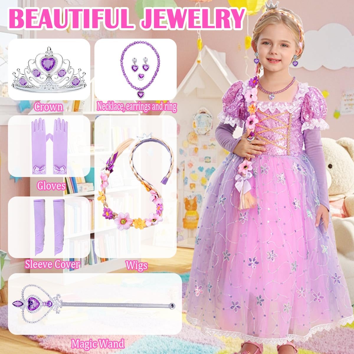 iTVTi Princess Purple Dress puff sleeves and embroidery elevate design