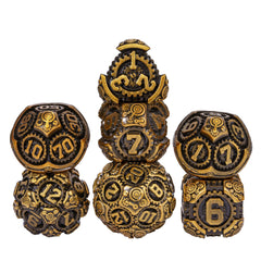 IUSTIDIE antique gold metal dice set adds vintage charm to your RPG sessions.