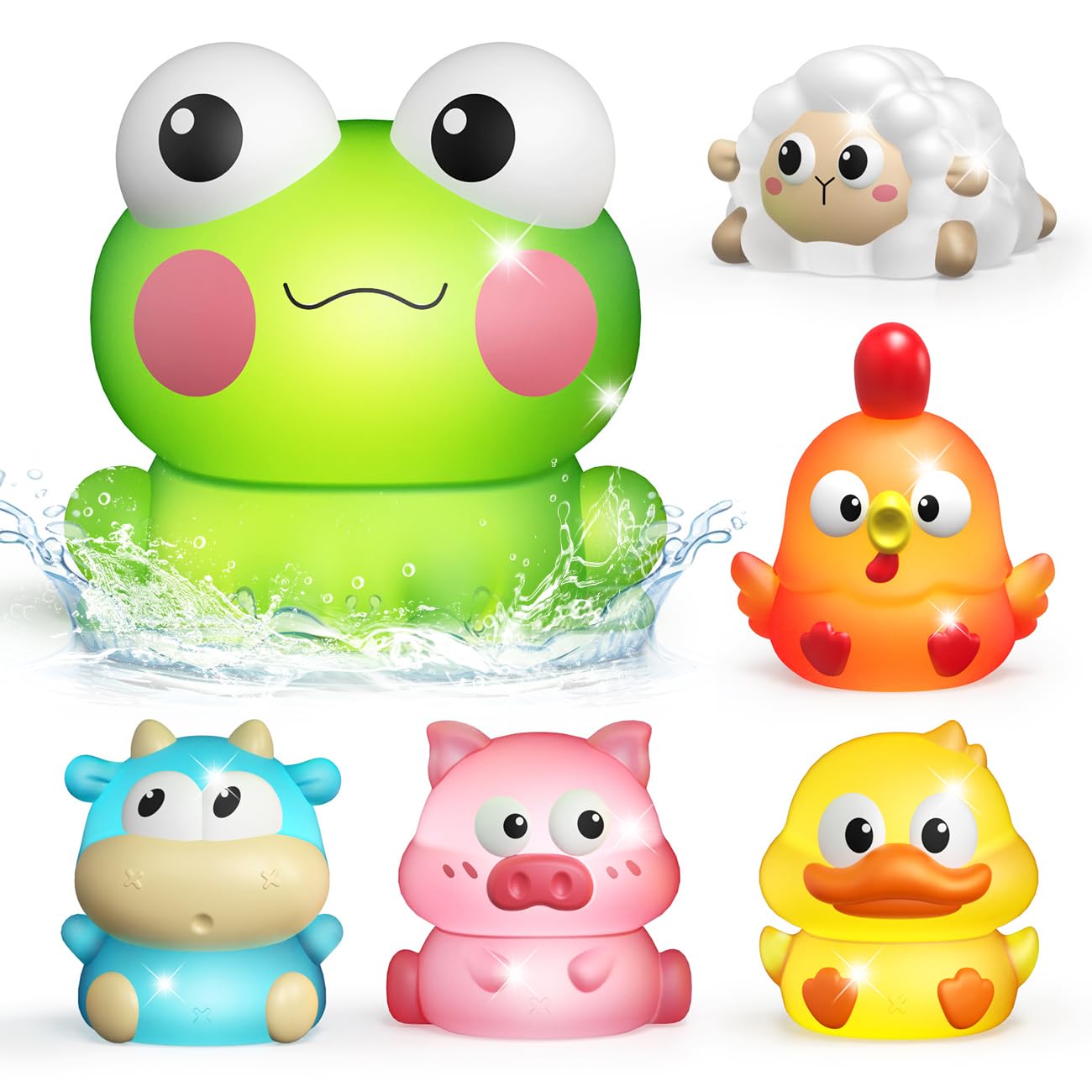 iValea glow bath toy pig lights up, inviting bath time fun