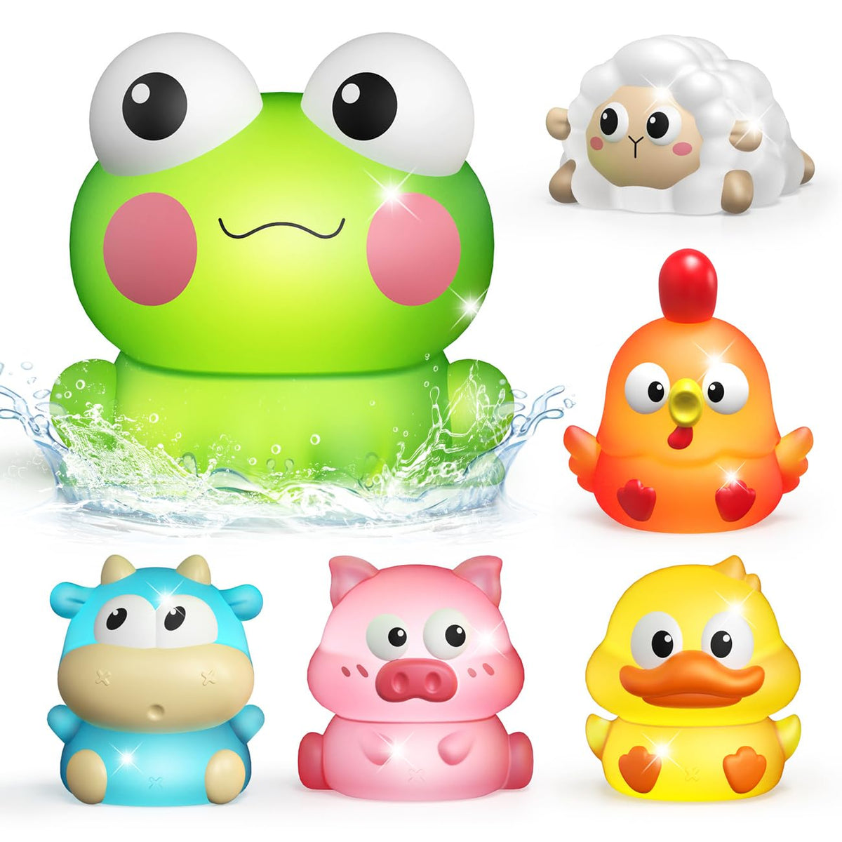 iValea glow bath toy pig lights up, inviting bath time fun