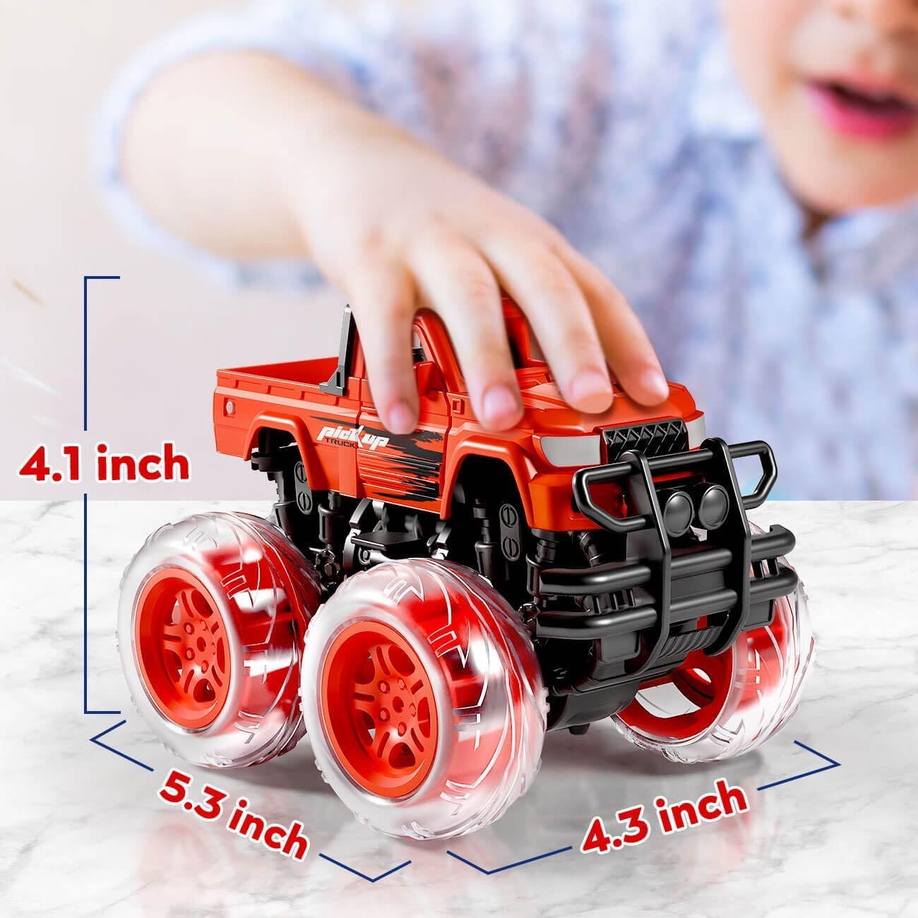 iValea rival trucks battle-ready for pretend races.