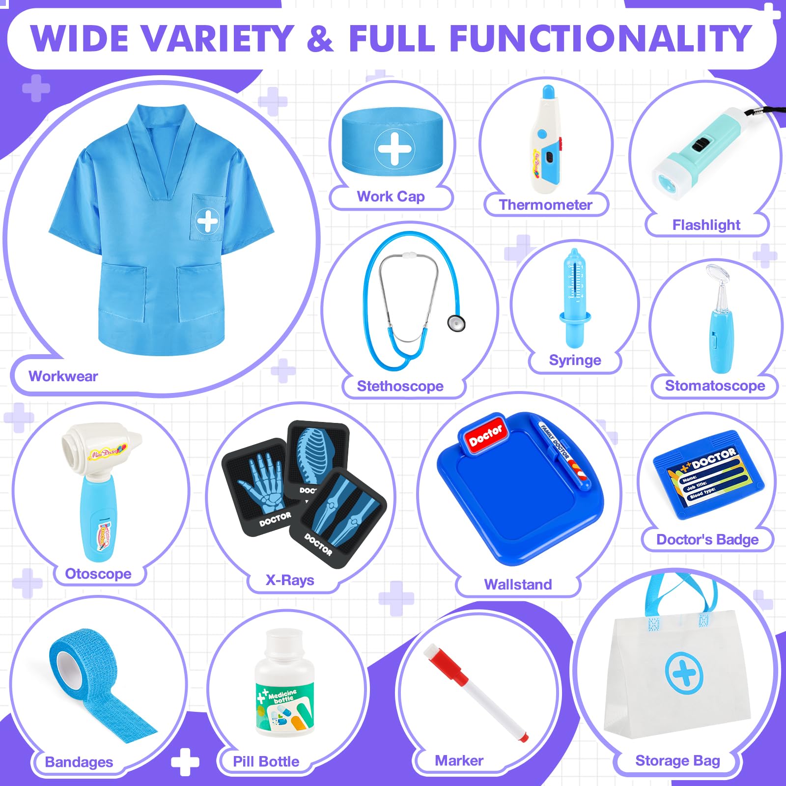IVENRXIU doctor kit all-in-one set supports safe, durable pretend play sessions