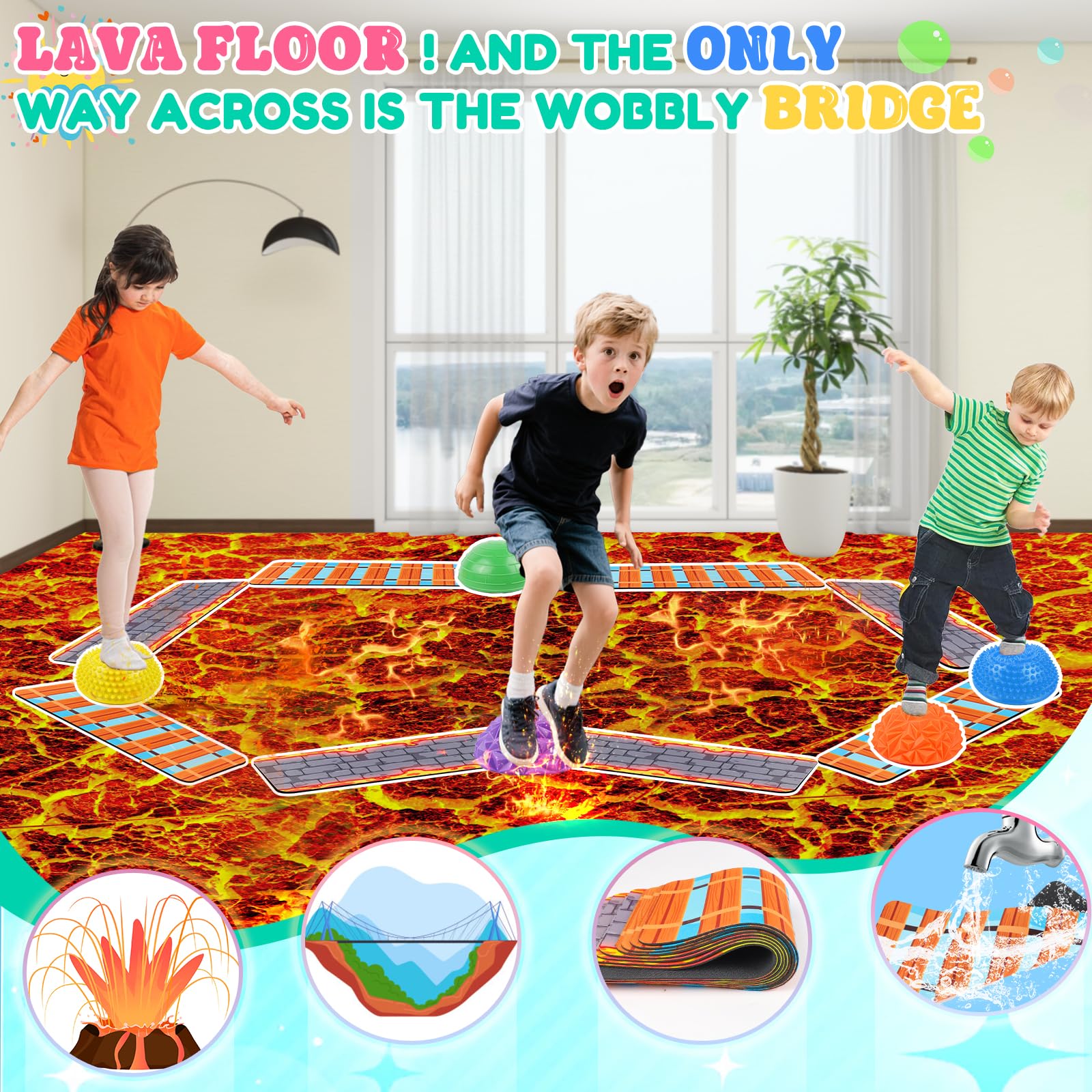 IVENRXIU suspension-bridge mats spark imaginative obstacle courses for kids