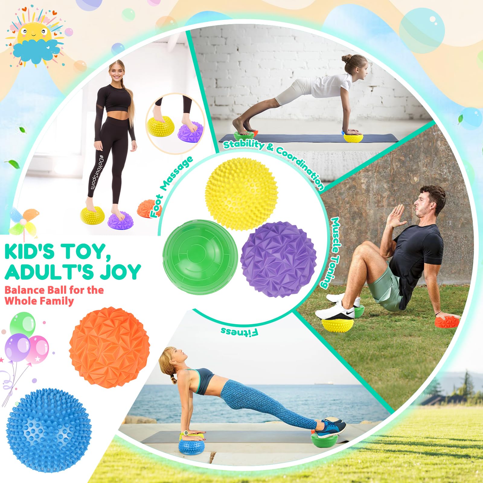 IVENRXIU inflatable balance ball supports dynamic family movement