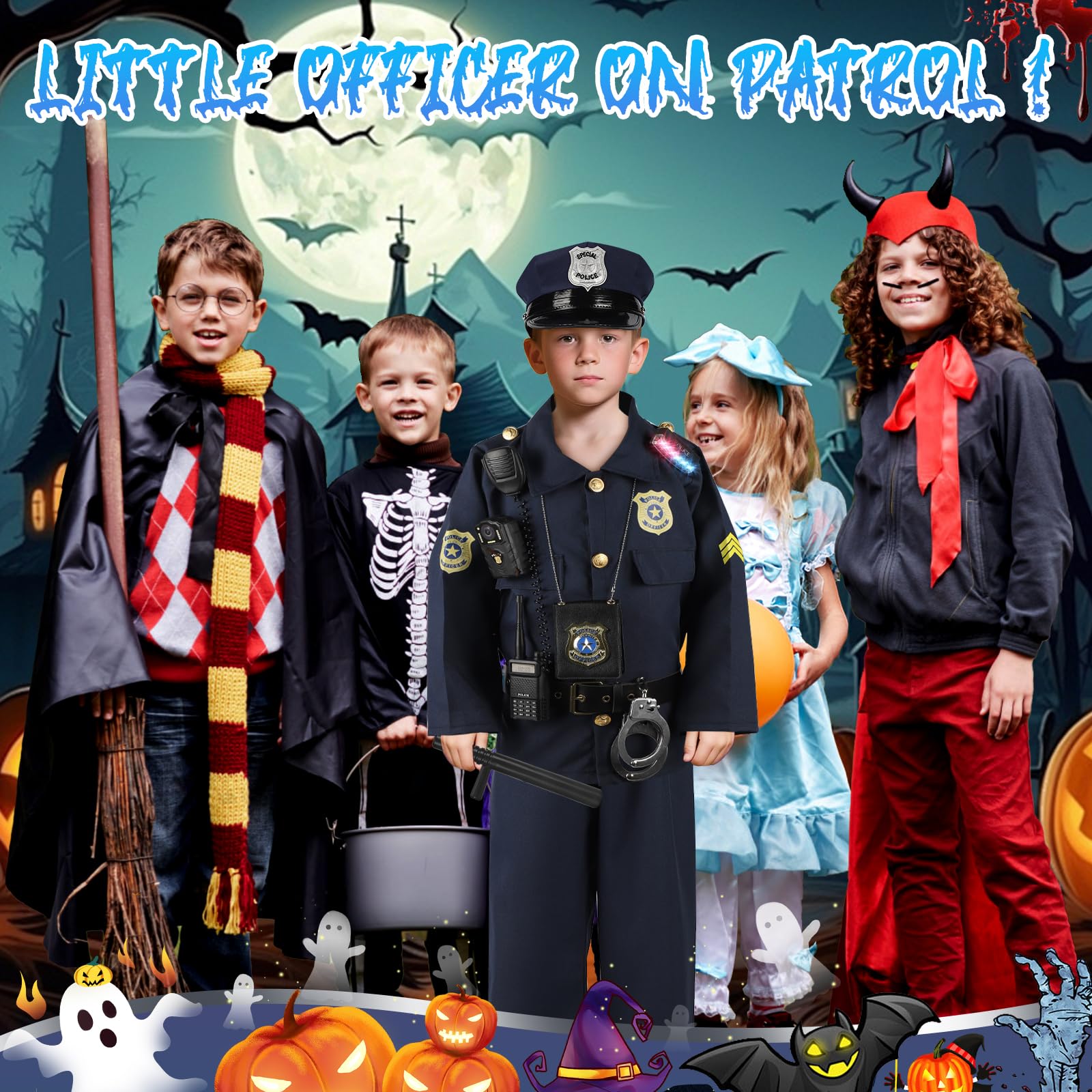 IVENRXIU baton and headphones complete the police set for kids