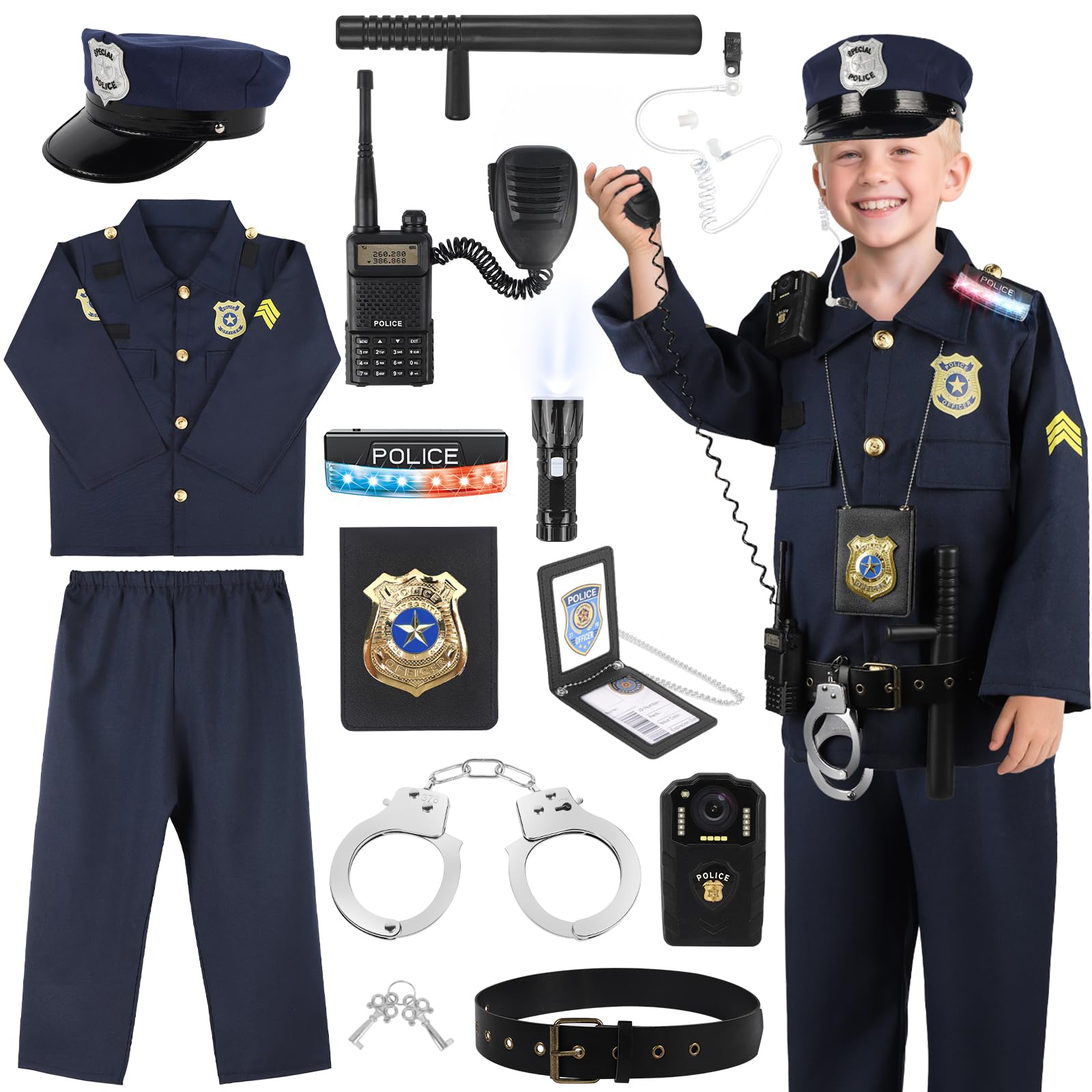 IVENRXIU police costume uniform for immersive pretend play adventure