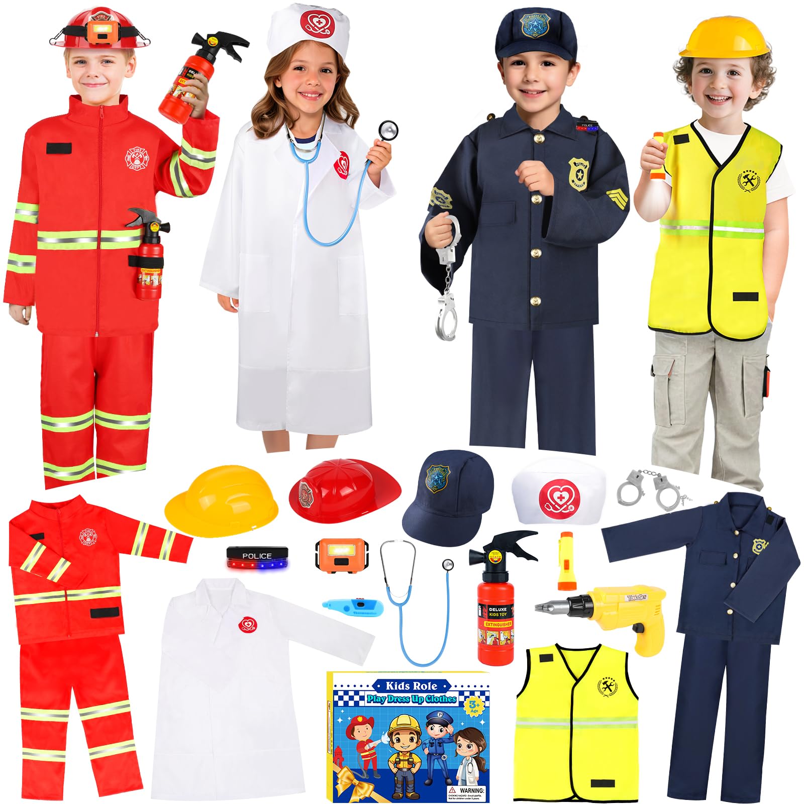 IVENRXIU toddler police costume with realistic accessories for imaginative play