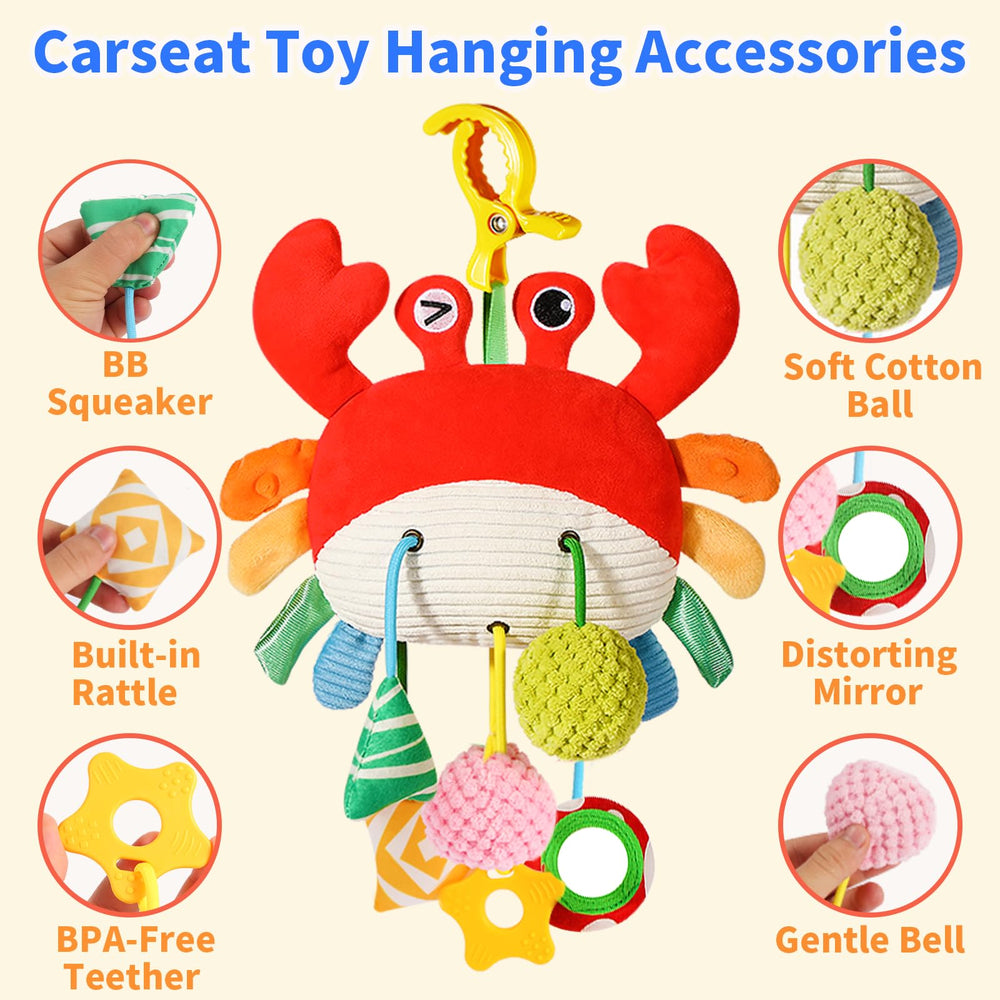 Ivrmtal Crab mirror provides a baby-safe reflective surface for visual tracking.