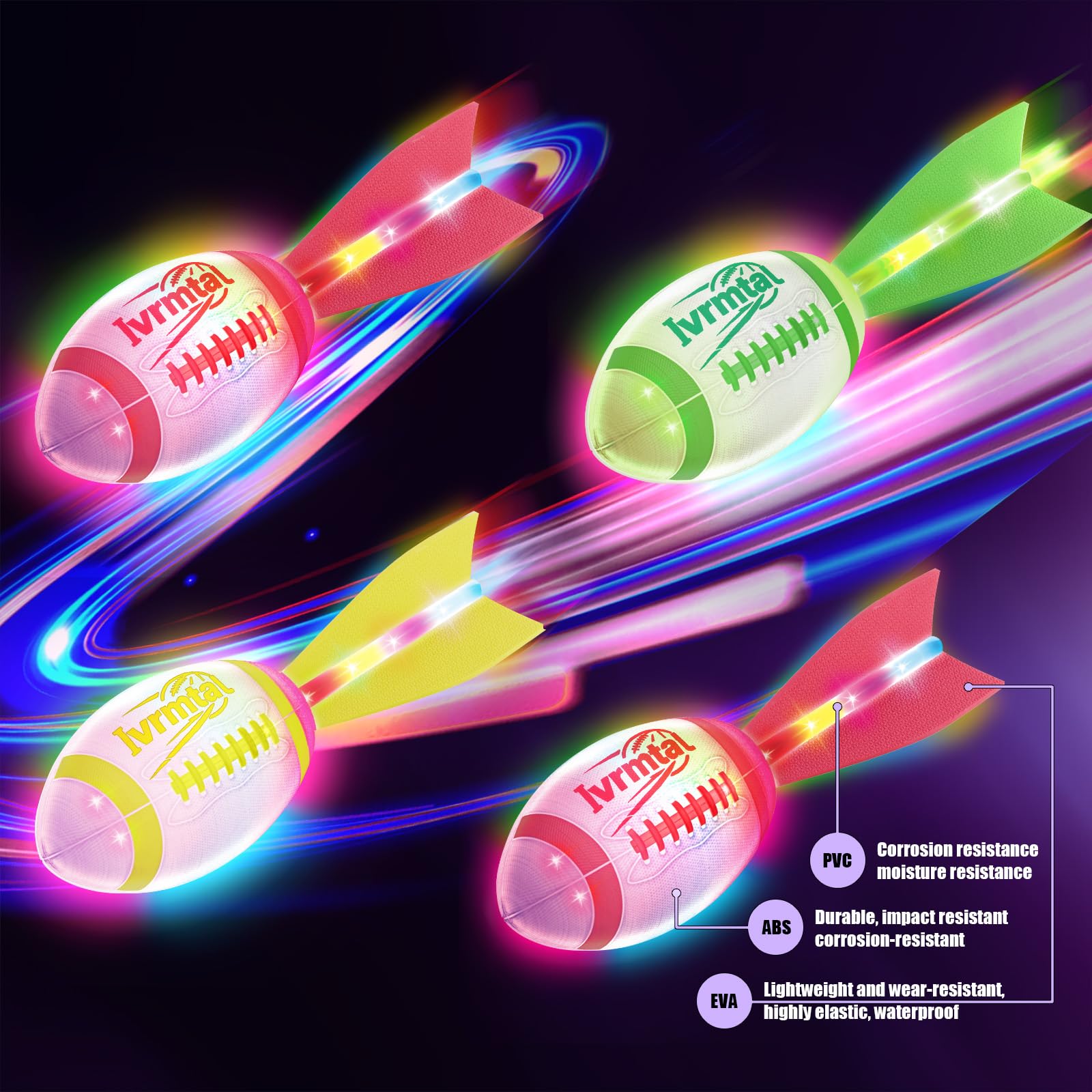 Ivrmtal Foam Football helps easy tracking on beach or field after sunset.