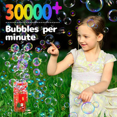 Ivtivfu Bubble Machine shoots bubbles skyward in a lively fireworks-like display.